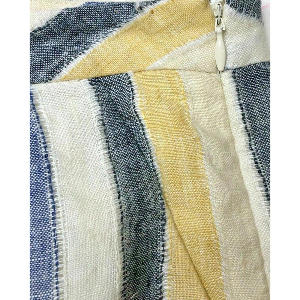 Anthropologie Edme & Esyllte Striped Linen Skirt Knee Length Lined Buttons Sz 2 - Picture 5 of 8
